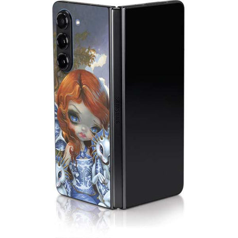 Fairy and Dragons with White and Blue Porcelain Wings by Jasmine Becket-Griffith Galaxy Z Fold5 5G Skin