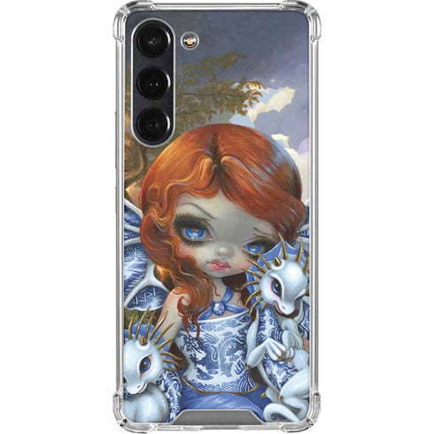 Fairy and Dragons with White and Blue Porcelain Wings by Jasmine Becket-Griffith Galaxy S24 FE Clear Case