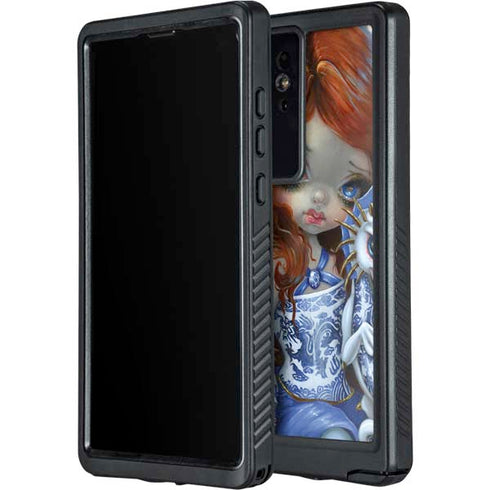 Fairy and Dragons with White and Blue Porcelain Wings by Jasmine Becket-Griffith Galaxy S24 Ultra Waterproof Case