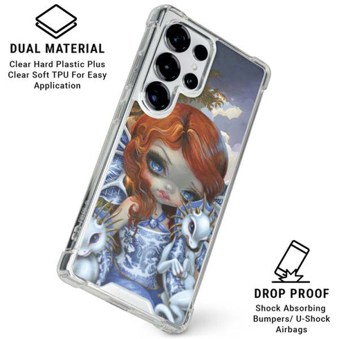 Fairy and Dragons with White and Blue Porcelain Wings by Jasmine Becket-Griffith Galaxy S25 Ultra Clear Case