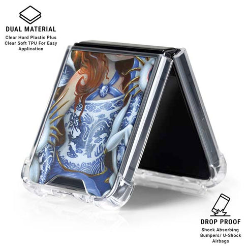 Fairy and Dragons with White and Blue Porcelain Wings by Jasmine Becket-Griffith Galaxy Z Flip6 Clear Case
