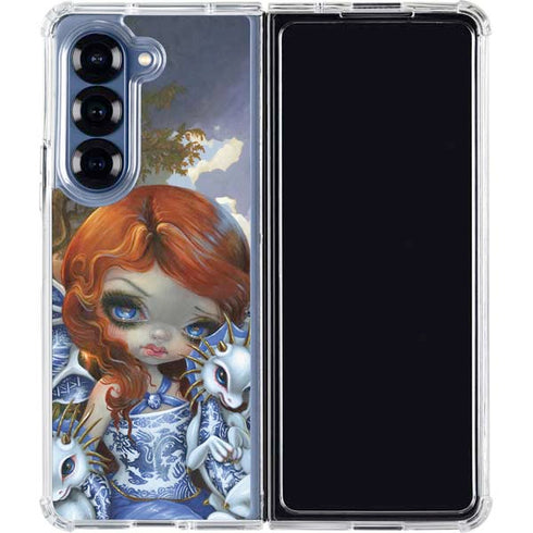 Fairy and Dragons with White and Blue Porcelain Wings by Jasmine Becket-Griffith Galaxy Z Fold6 Clear Case