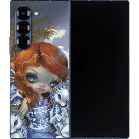 Fairy and Dragons with White and Blue Porcelain Wings by Jasmine Becket-Griffith Galaxy Z Fold6 Skin
