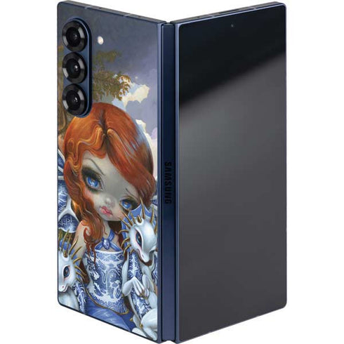 Fairy and Dragons with White and Blue Porcelain Wings by Jasmine Becket-Griffith Galaxy Z Fold6 Skin