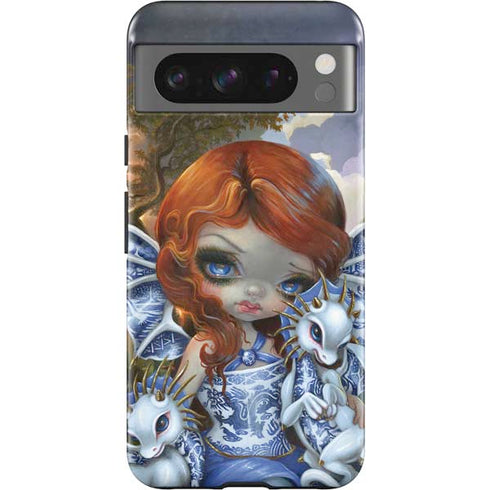 Fairy and Dragons with White and Blue Porcelain Wings by Jasmine Becket-Griffith Pixel Cases