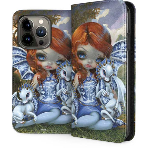 Fairy and Dragons with White and Blue Porcelain Wings by Jasmine Becket-Griffith iPhone 13 Pro Folio Case