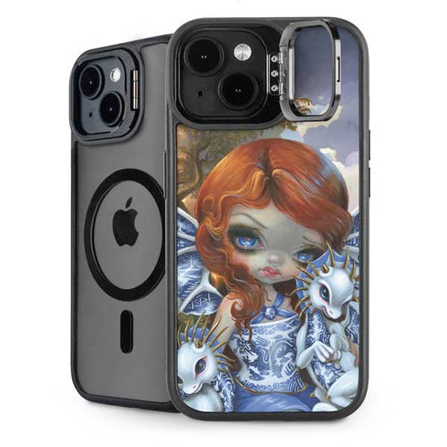 Fairy and Dragons with White and Blue Porcelain Wings by Jasmine Becket-Griffith iPhone 14 Kickstand Case