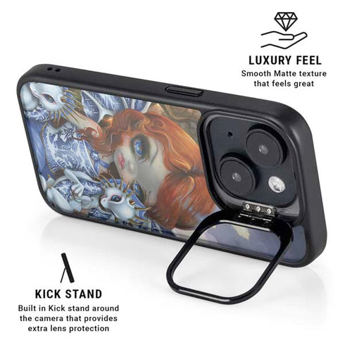 Fairy and Dragons with White and Blue Porcelain Wings by Jasmine Becket-Griffith iPhone 14 Plus Kickstand Case