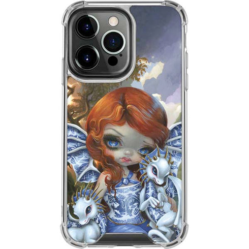 Fairy and Dragons with White and Blue Porcelain Wings by Jasmine Becket-Griffith iPhone 16 Pro Clear Case
