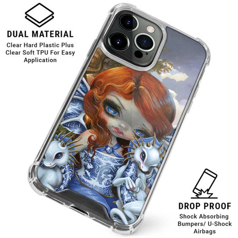 Fairy and Dragons with White and Blue Porcelain Wings by Jasmine Becket-Griffith iPhone 16 Pro Clear Case