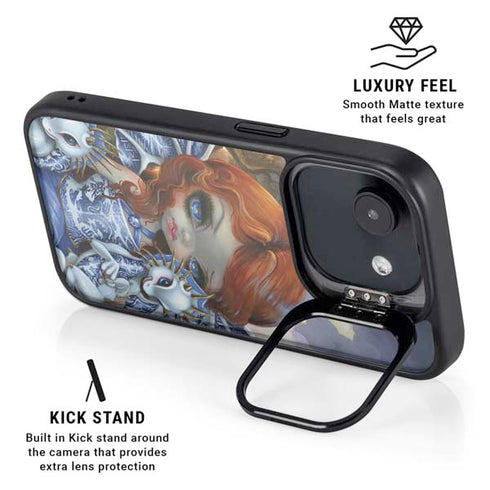 Fairy and Dragons with White and Blue Porcelain Wings by Jasmine Becket-Griffith iPhone 16e Kickstand Case