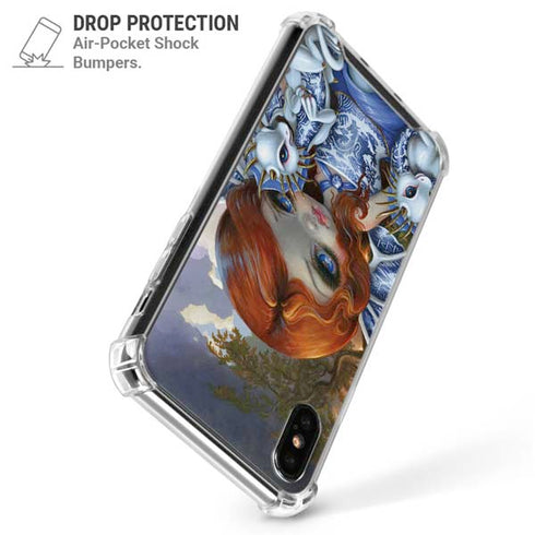 Fairy and Dragons with White and Blue Porcelain Wings by Jasmine Becket-Griffith iPhone X/XS Clear Case