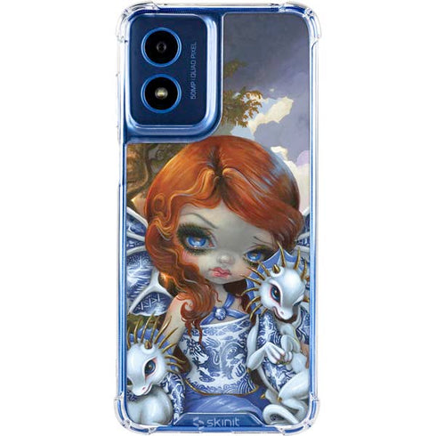 Fairy and Dragons with White and Blue Porcelain Wings by Jasmine Becket-Griffith Moto G 5G (2024) Clear Case
