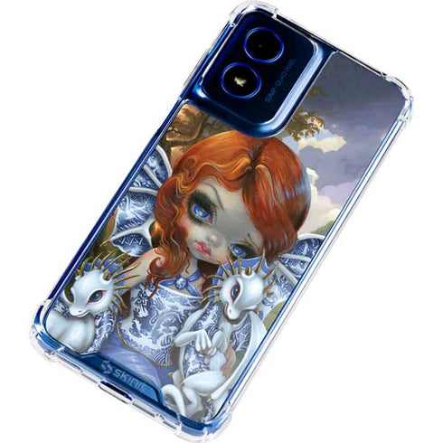 Fairy and Dragons with White and Blue Porcelain Wings by Jasmine Becket-Griffith Moto G 5G (2024) Clear Case