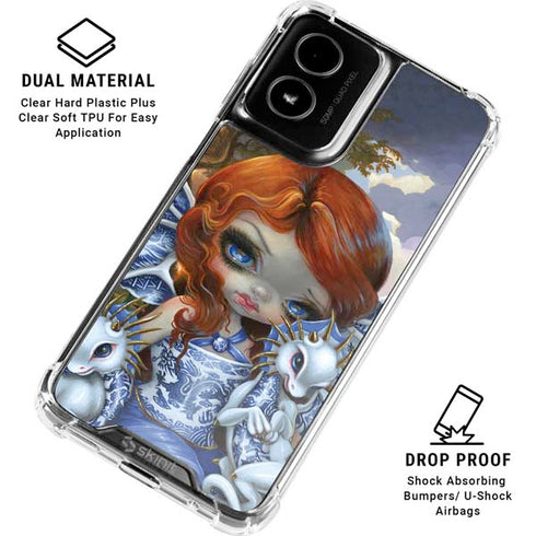 Fairy and Dragons with White and Blue Porcelain Wings by Jasmine Becket-Griffith Moto G Power 5G (2024) Clear Case