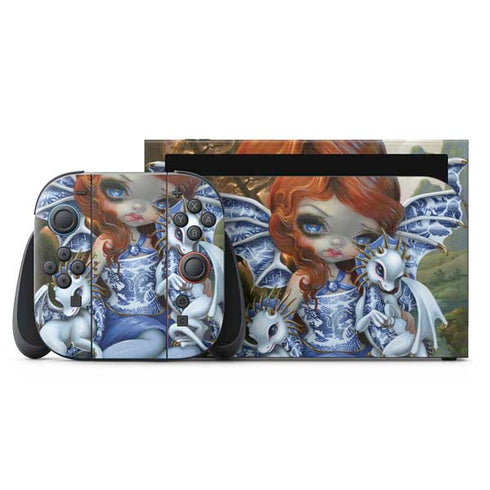 Fairy and Dragons with White and Blue Porcelain Wings by Jasmine Becket-Griffith Nintendo Skins