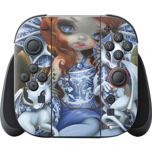 Fairy and Dragons with White and Blue Porcelain Wings by Jasmine Becket-Griffith Nintendo Skins