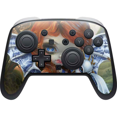 Fairy and Dragons with White and Blue Porcelain Wings by Jasmine Becket-Griffith Nintendo Skins