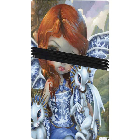 Fairy and Dragons with White and Blue Porcelain Wings by Jasmine Becket-Griffith PS5 Pro Bundle Skin