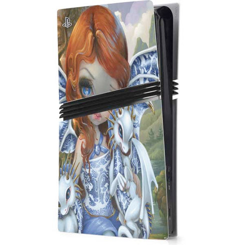 Fairy and Dragons with White and Blue Porcelain Wings by Jasmine Becket-Griffith PS5 Pro Console Skin