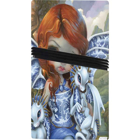 Fairy and Dragons with White and Blue Porcelain Wings by Jasmine Becket-Griffith PS5 Pro Console Skin