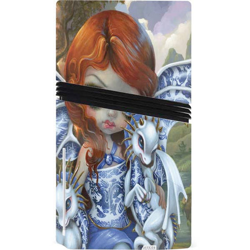 Fairy and Dragons with White and Blue Porcelain Wings by Jasmine Becket-Griffith PS5 Pro Disk Console Skin