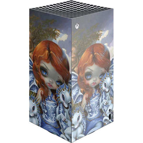 Fairy and Dragons with White and Blue Porcelain Wings by Jasmine Becket-Griffith XBox Series X Digital Edition Console Skin