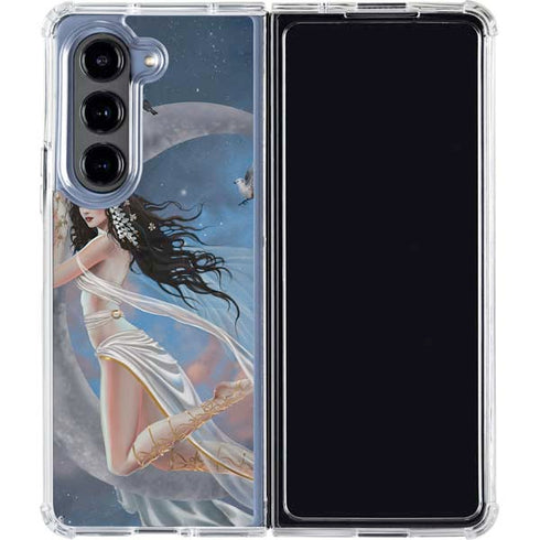 Fairy on Moon with Birds by Nene Thomas Galaxy Z Fold5 5G Clear Case