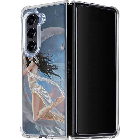 Fairy on Moon with Birds by Nene Thomas Galaxy Z Fold5 5G Clear Case