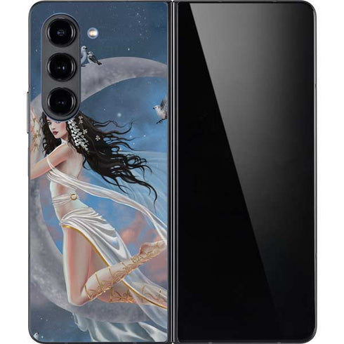 Fairy on Moon with Birds by Nene Thomas Galaxy Z Fold5 5G Skin