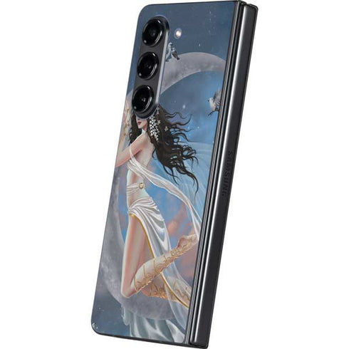 Fairy on Moon with Birds by Nene Thomas Galaxy Z Fold5 5G Skin