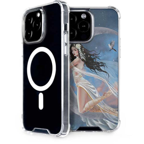 Fairy on Moon with Birds by Nene Thomas iPhone Cases