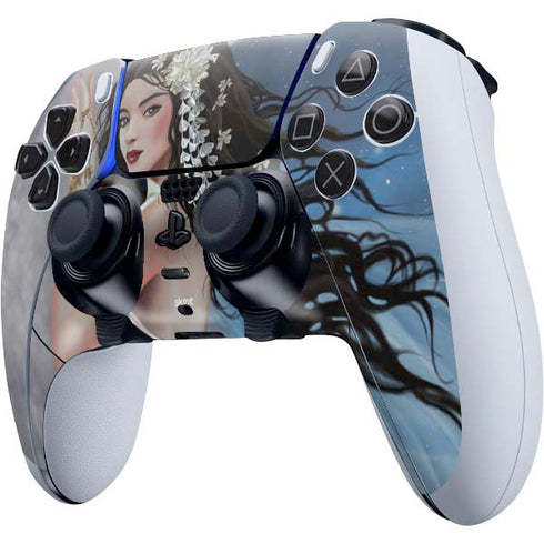 Fairy on Moon with Birds by Nene Thomas PS5 DualSense Edge Pro Controller Skin