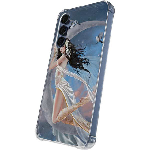 Fairy on Moon with Birds by Nene Thomas Galaxy A55 5G Clear Case
