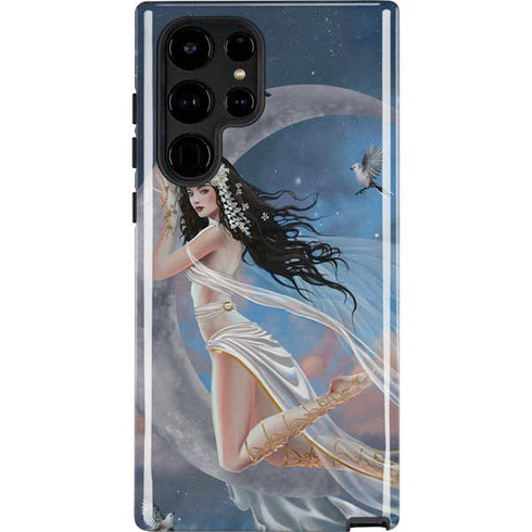 Fairy on Moon with Birds by Nene Thomas Galaxy Cases