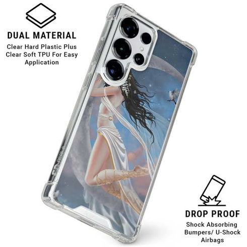 Fairy on Moon with Birds by Nene Thomas Galaxy S25 Ultra Clear Case