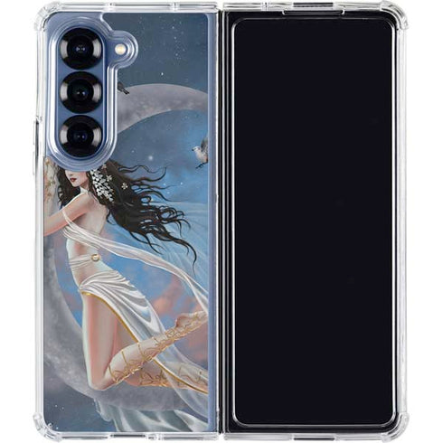 Fairy on Moon with Birds by Nene Thomas Galaxy Z Fold6 Clear Case