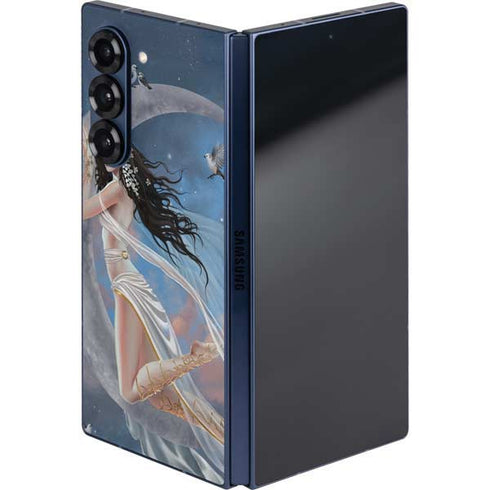 Fairy on Moon with Birds by Nene Thomas Galaxy Z Fold6 Skin