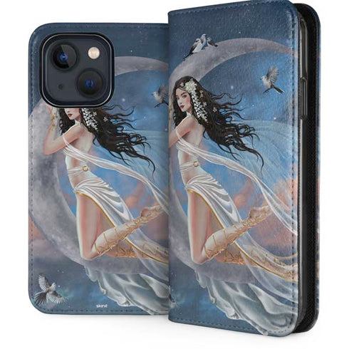 Fairy on Moon with Birds by Nene Thomas iPhone 14 Folio Case
