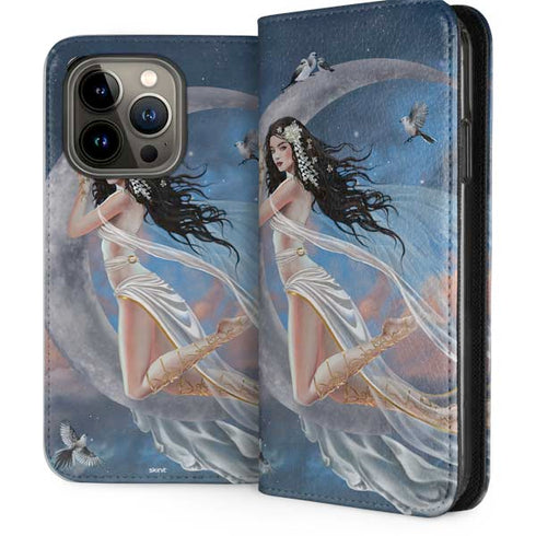 Fairy on Moon with Birds by Nene Thomas iPhone 14 Pro Folio Case