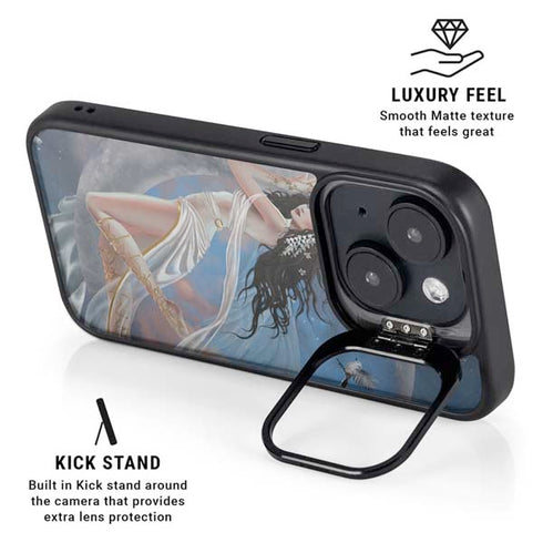 Fairy on Moon with Birds by Nene Thomas iPhone 15 Kickstand Case