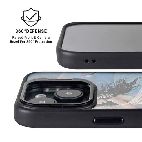 Fairy on Moon with Birds by Nene Thomas iPhone 15 Kickstand Case