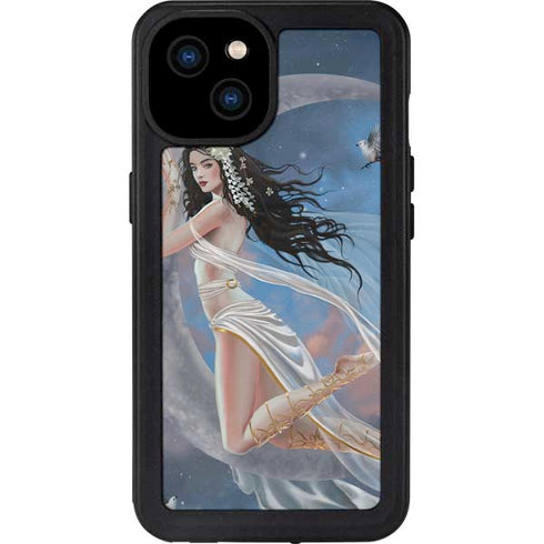 Fairy on Moon with Birds by Nene Thomas iPhone 15 Plus Waterproof Case