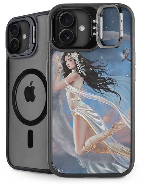 Fairy on Moon with Birds by Nene Thomas iPhone 16 Kickstand Case