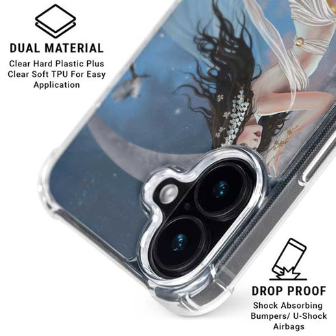 Fairy on Moon with Birds by Nene Thomas iPhone 16 Plus Clear Case