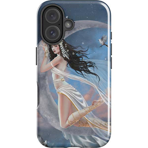 Fairy on Moon with Birds by Nene Thomas iPhone 16 Plus Impact Case