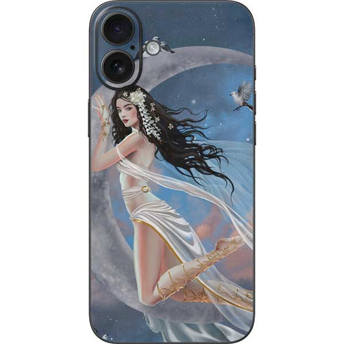 Fairy on Moon with Birds by Nene Thomas iPhone 16 Plus Skin