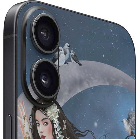 Fairy on Moon with Birds by Nene Thomas iPhone 16 Skin