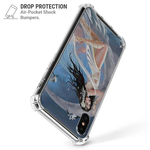 Fairy on Moon with Birds by Nene Thomas iPhone X/XS Clear Case