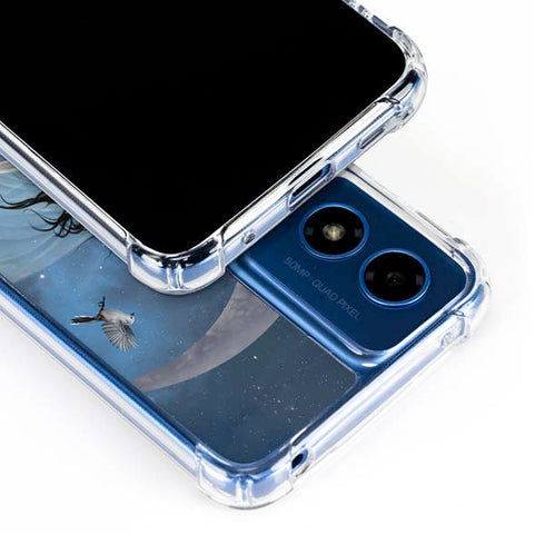 Fairy on Moon with Birds by Nene Thomas Moto G 5G (2024) Clear Case